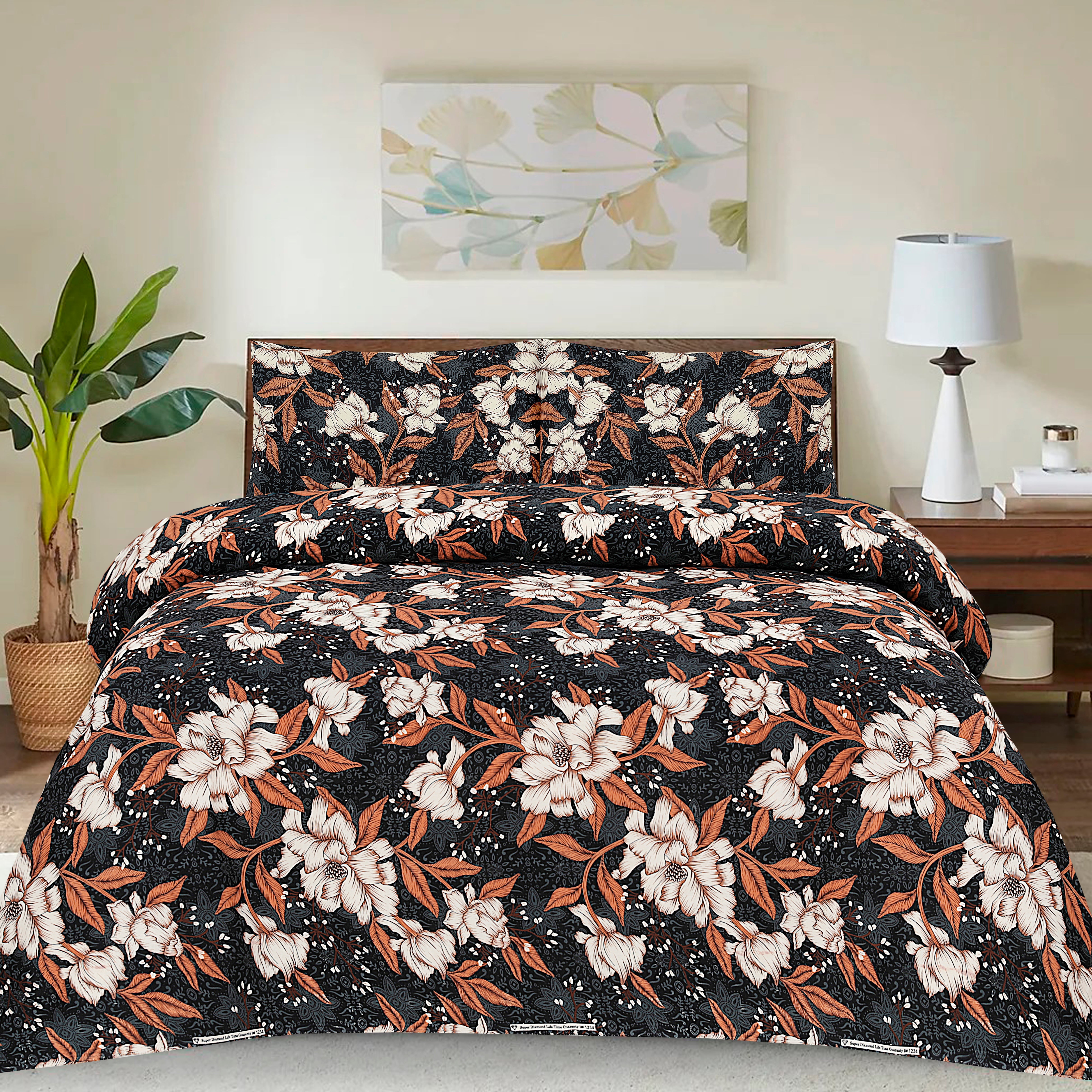 Pure Cotton 3pc Bedsheet Set B2514 Bed Sheets