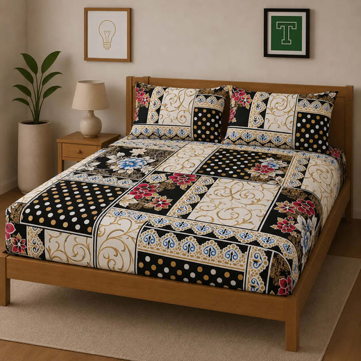 3pc Fitted Cotton Bedsheet Set WF-608
