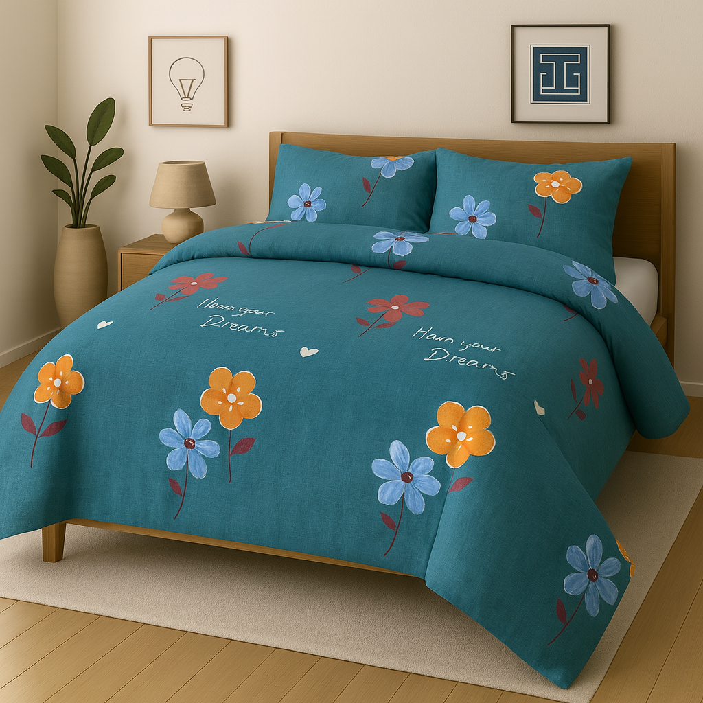 Pure Cotton 3pc Bedsheet Set  WF-118