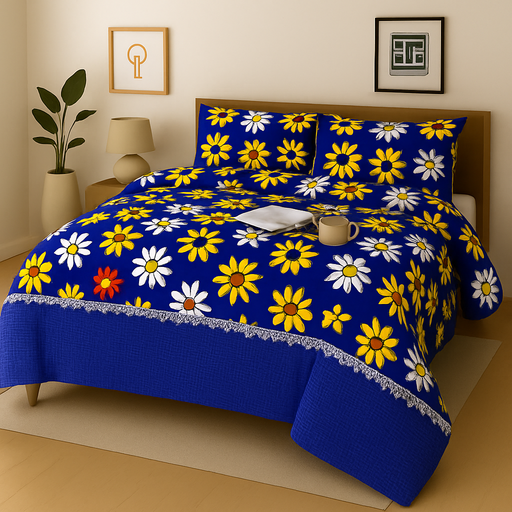 Pure Cotton 3pc Bedsheet Set  WF-125