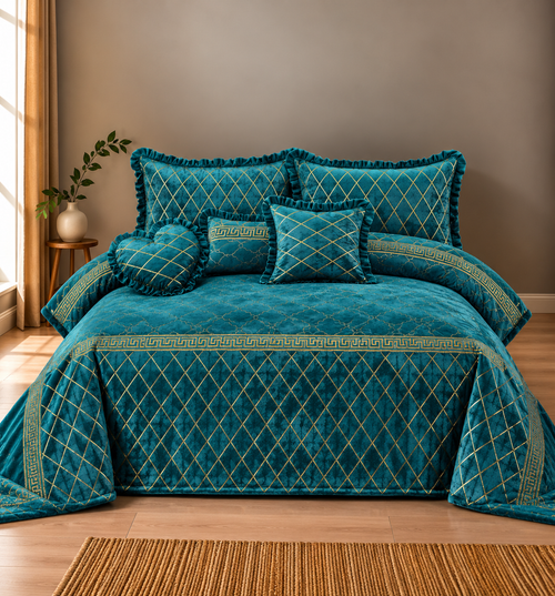 Mardian 5pc Fancy Plated Bedsheet Set 1916