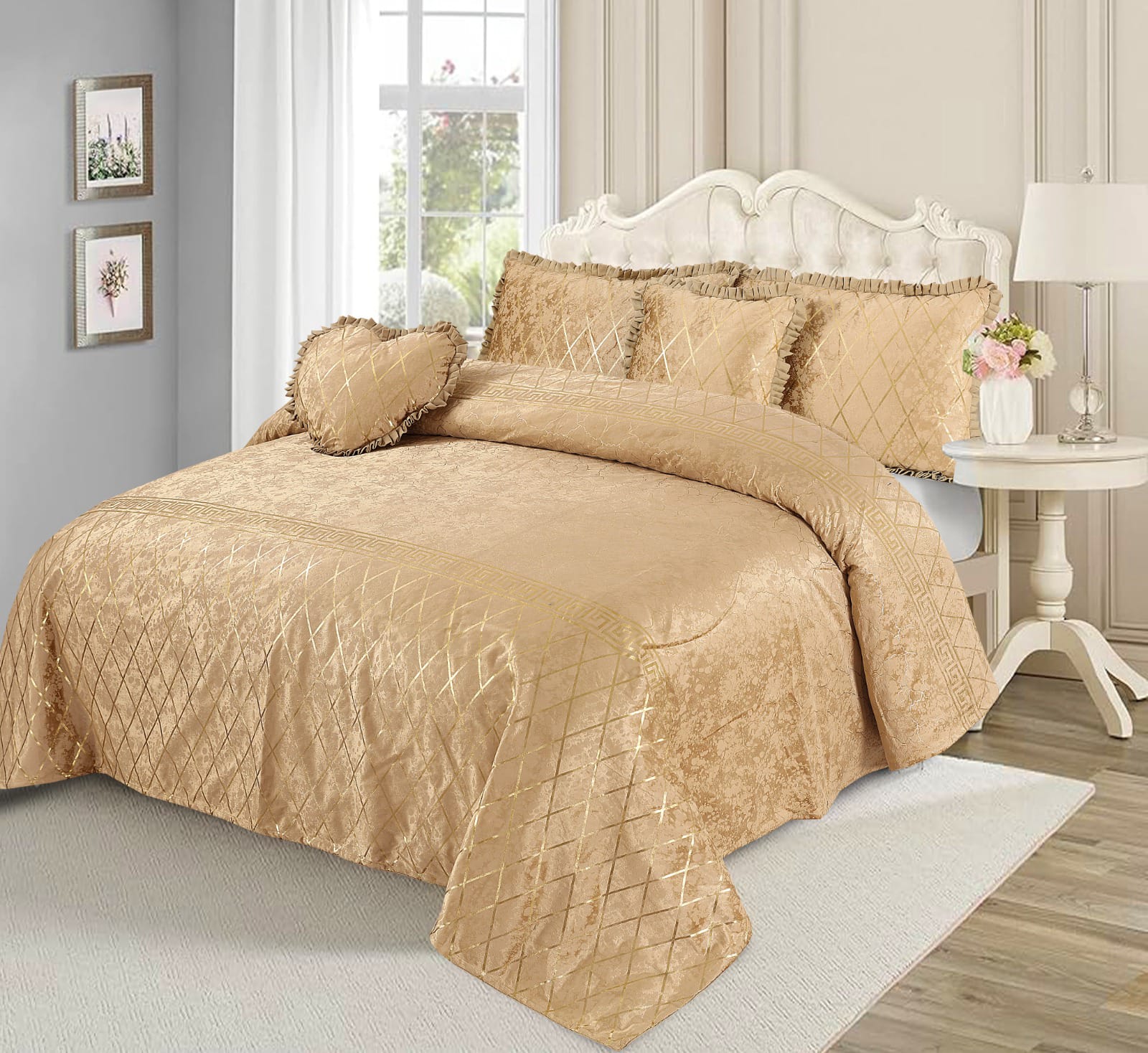 Mardian 5pc Fancy Plated Bedsheet Set 1914