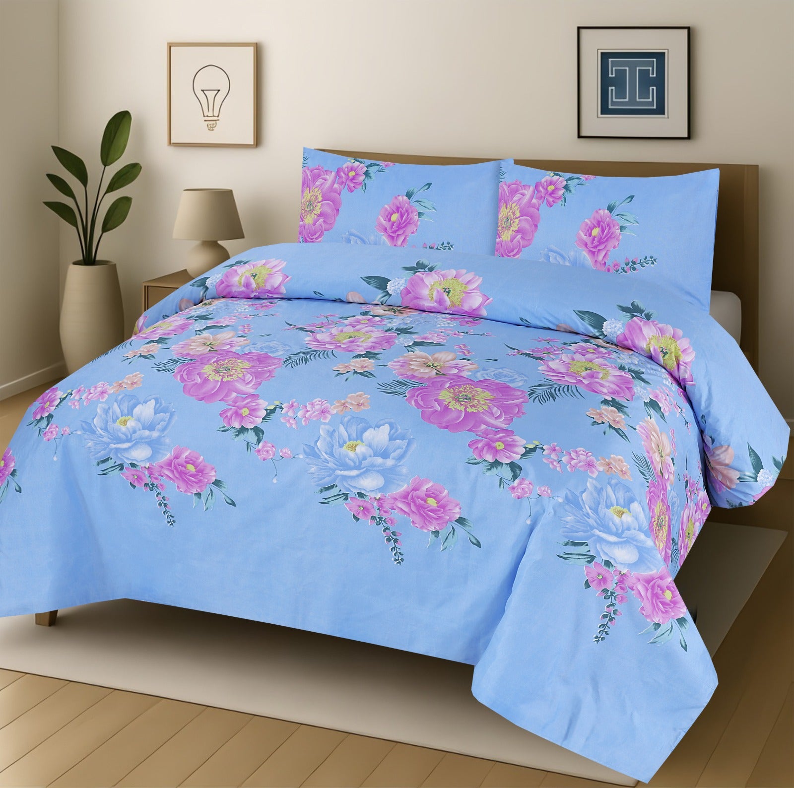 Pure Cotton 3pc Bedsheet Set  WF-160