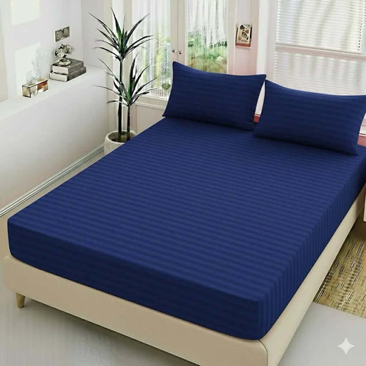3pc Fitted Cotton Stripes Bedsheet Set WF-407