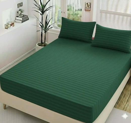 3pc  Fitted Cotton Stripes Bedsheet Set WF-404