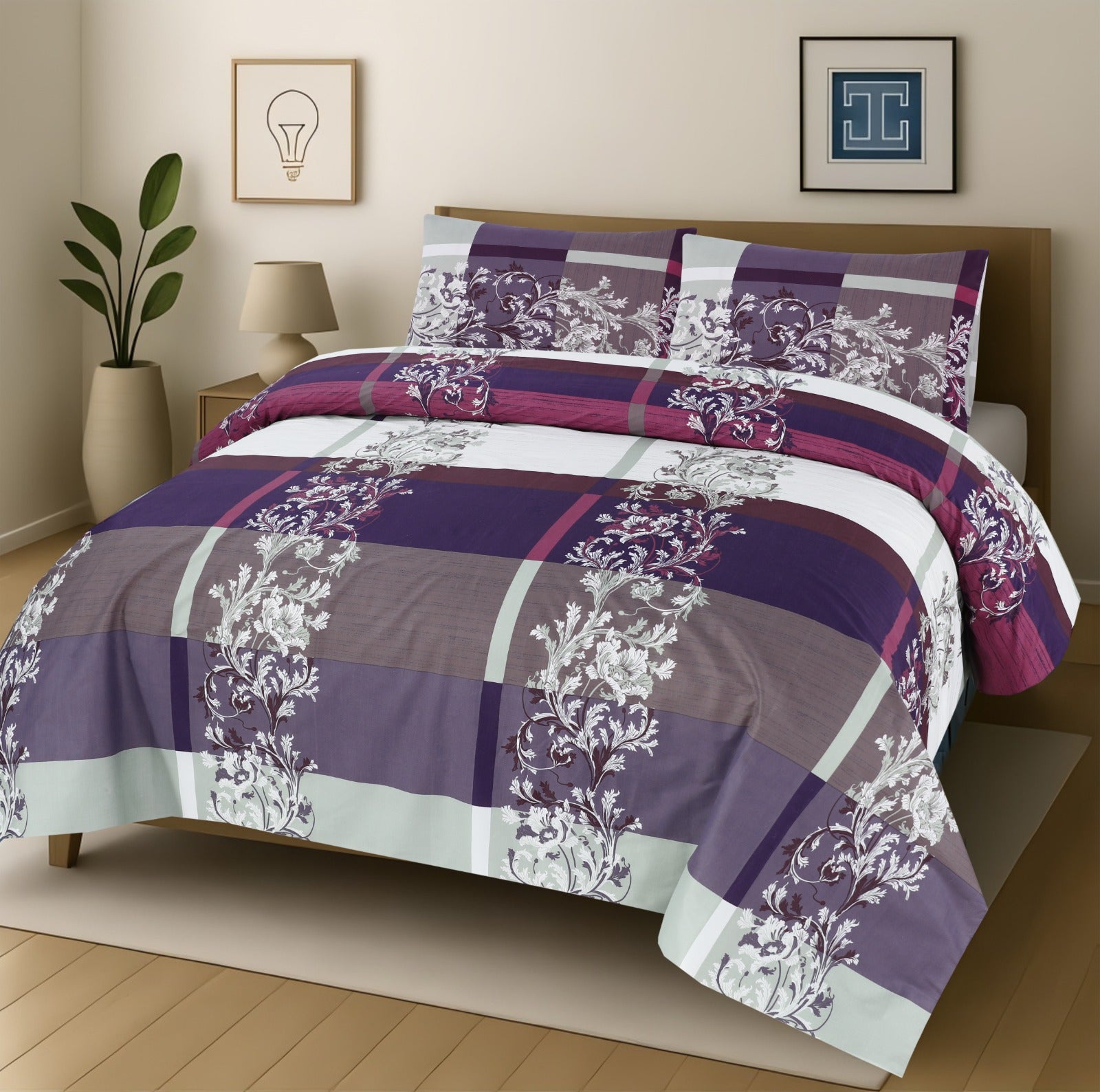 Pure Cotton 3pc Bedsheet Set  WF-161