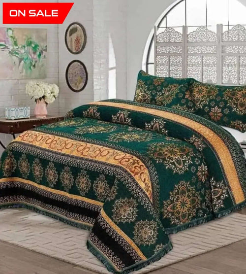 Bridal Velvet Jaccard Bed Sheet Set 4 Pcs Design AK02