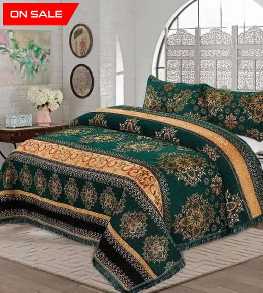Bridal Velvet Jaccard Bed Sheet Set 4 Pcs Design AK02