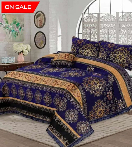 Bridal Velvet Jaccard Bed Sheet Set 4 Pcs Design AK04