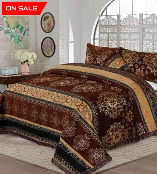 Bridal Velvet Jaccard Bed Sheet Set 4 Pcs Design AK05
