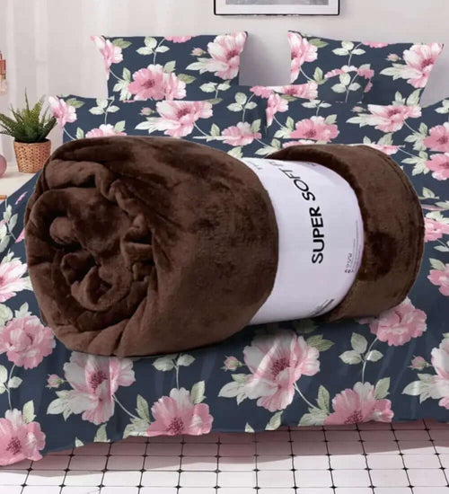 Brown Microfiber Plush Blanket