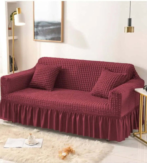 Bubble Mesh Quilted Sofa Cover﹙Maroon ﹚