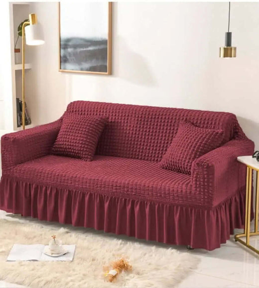 Bubble Mesh Quilted Sofa Cover﹙Maroon ﹚