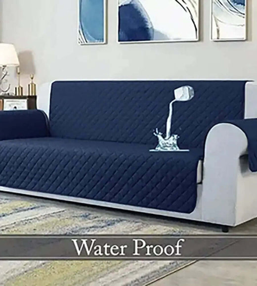Cotton Quilted Sofa Cover ﹙ Navy Blue ﹚