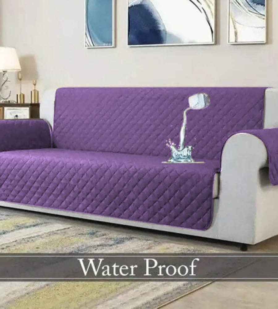 Waterproof Cotton Quilted Sofa Cover ﹙ Purple ﹚ Quilts & Comforters