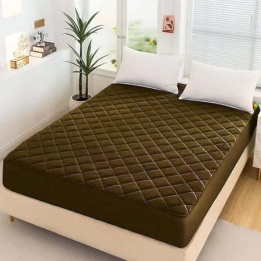 Cotton Quilted Water Proof Mattriss Protector﹙ Brown Color ﹚