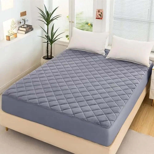 Cotton Quilted Water Proof Mattriss Protector﹙ Light Grey ﹚
