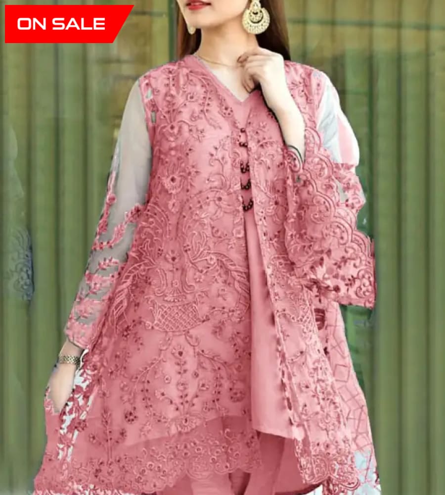 Fs Limelight Lt - 204 Embroidered Organza Two Piece Collection Pink Apparel