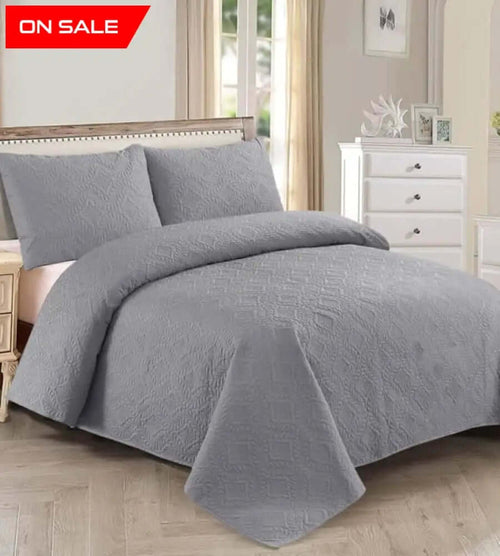 Grey Bedspread Set 3 Pcs D-B07
