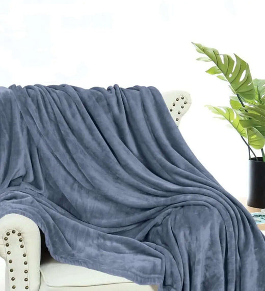 Grey Microfiber Plush Blanket