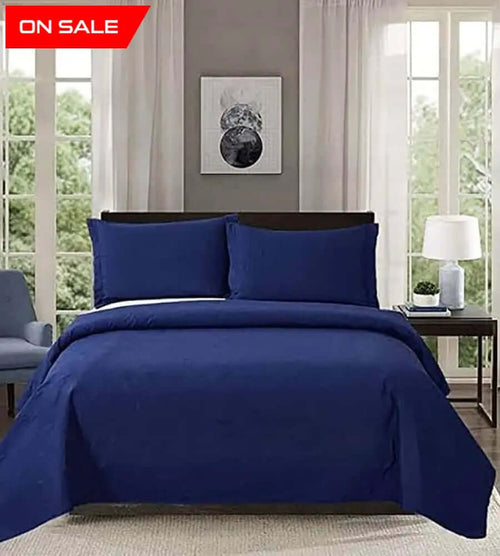 Navy Blue Bedspread Set 3 Pcs D-B02