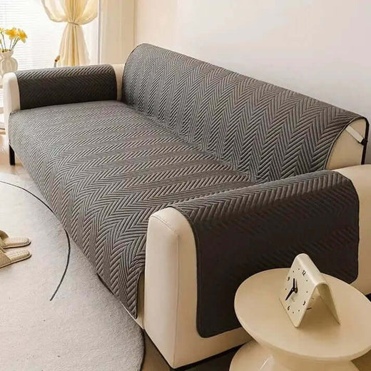 Zig Zag ultrasonic Quilted Sofa Cover ( Mouse Grey )
