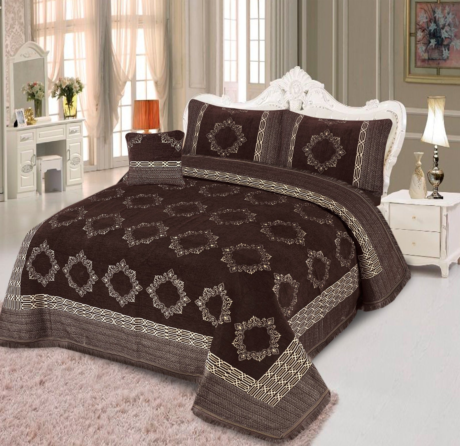 4 Pcs Velvet jecard Bedsheet Set MS-35