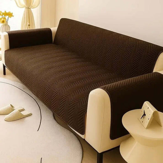 Zig Zag ultrasonic Quilted Sofa Cover ( Chocolate Brown )