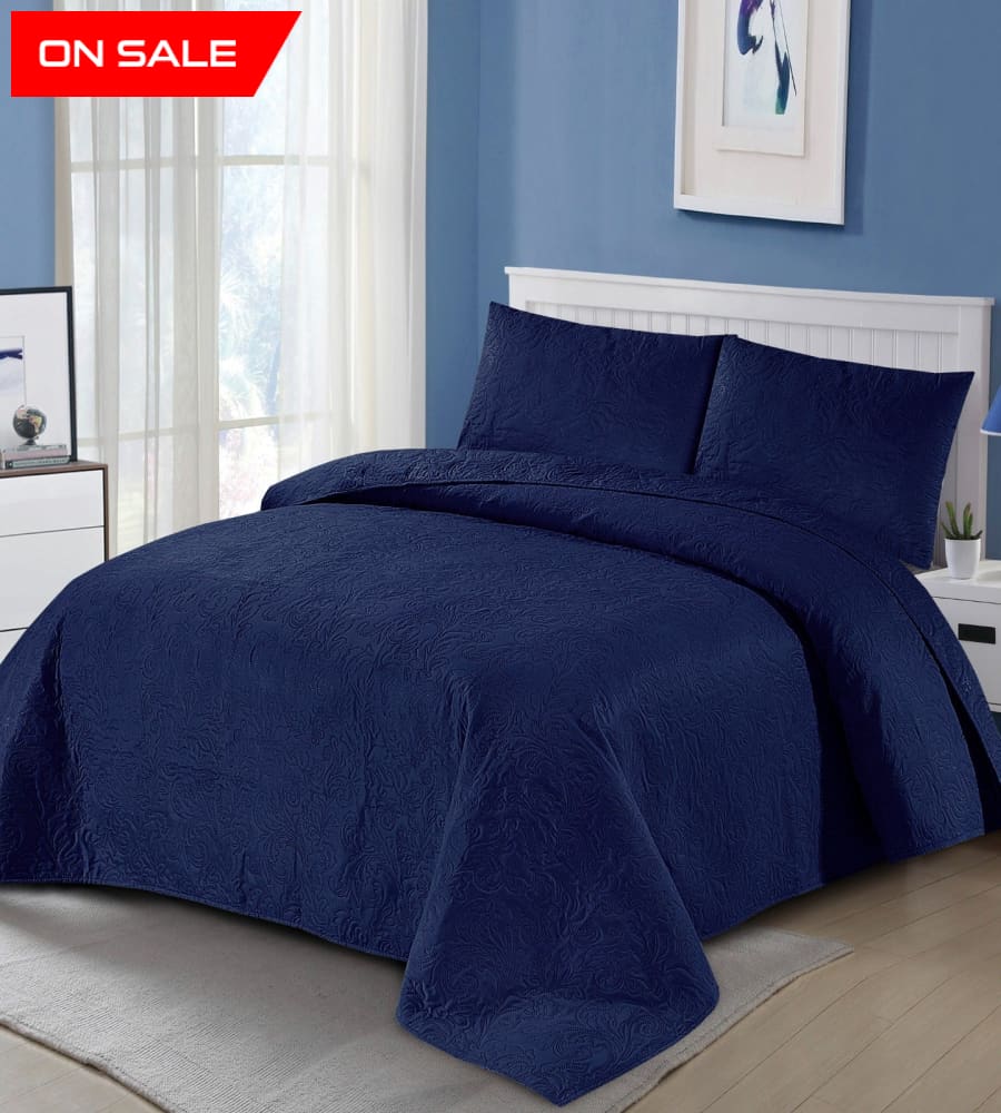 Blue Bedspread Set 3 Pcs