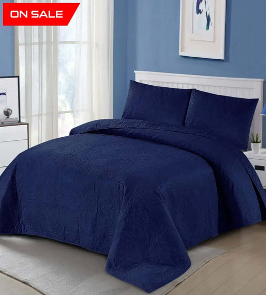 Blue Bedspread Set 3 Pcs