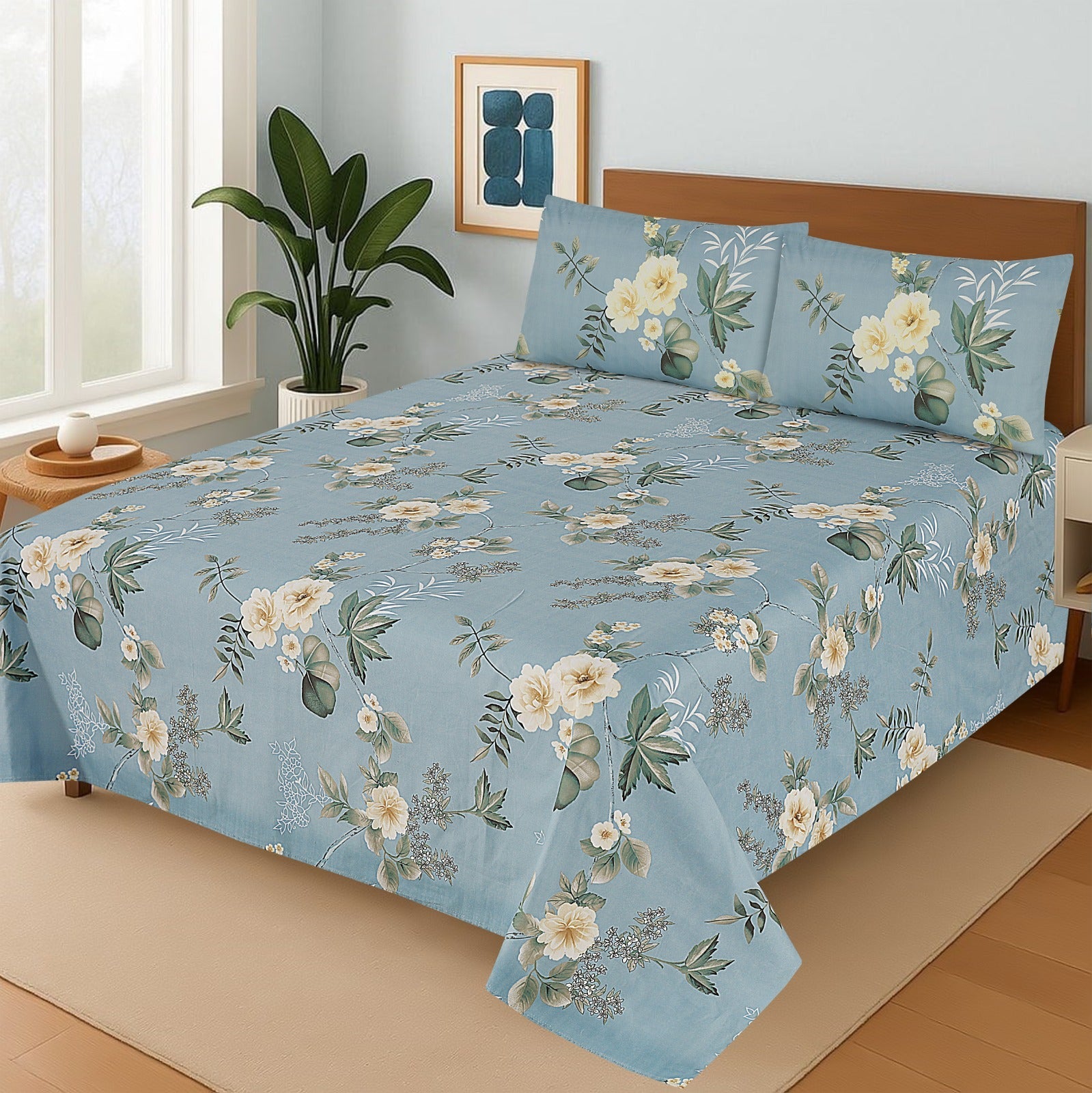 Pure Cotton 3pc Bedsheet Set WF-28 Bed Sheets