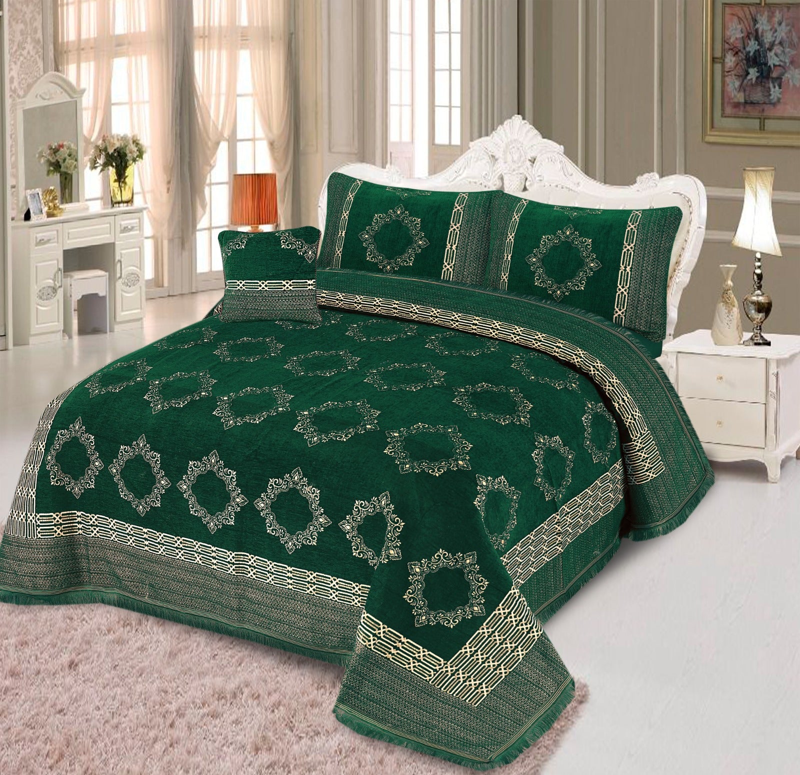 4 Pcs Velvet jecard Bedsheet Set MS-34