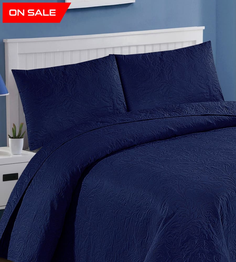 Blue Bedspread Set 3 Pcs