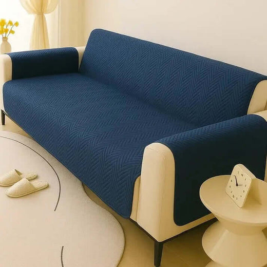 Zig Zag ultrasonic Quilted Sofa Cover﹙Navy Blue﹚