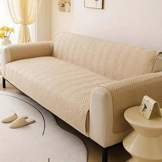 Zig Zag ultrasonic Quilted Sofa Cover﹙ Beig﹚