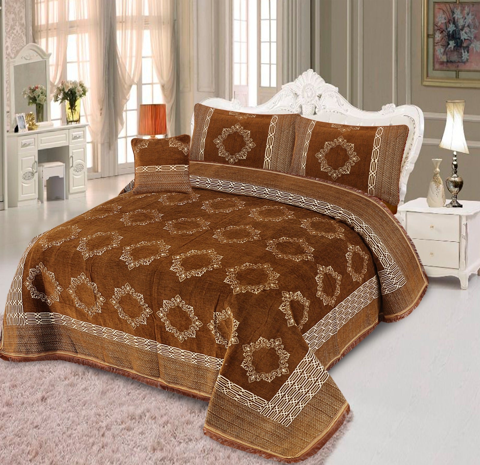 4 Pcs Velvet jecard Bedsheet Set MS-38