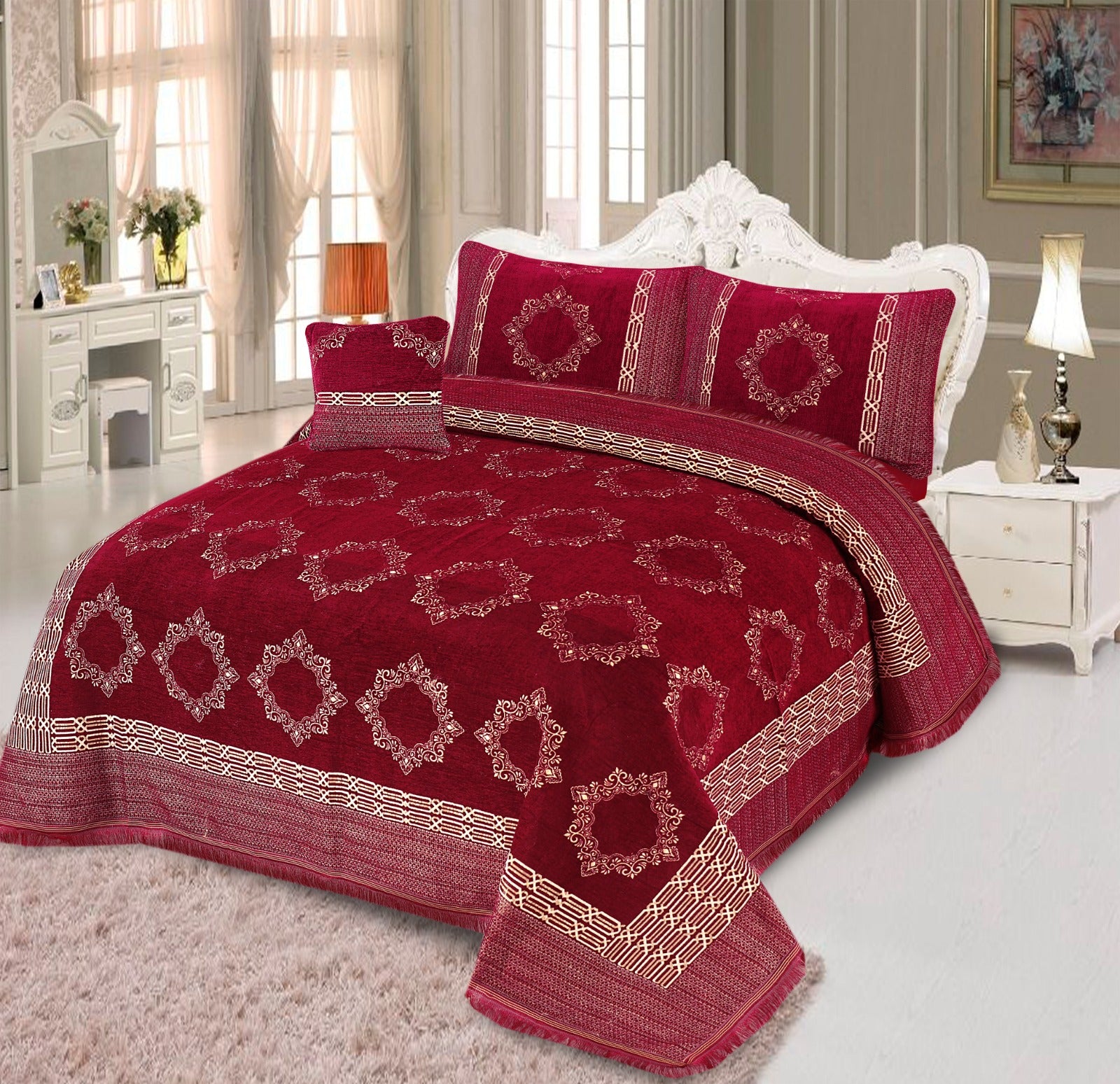 4 Pcs Velvet jecard Bedsheet Set MS-39