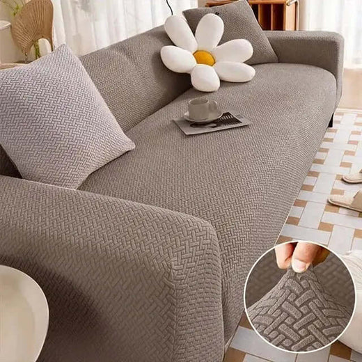 Jecard Mesh Quilted Sofa Cover ( Mouse Grey )