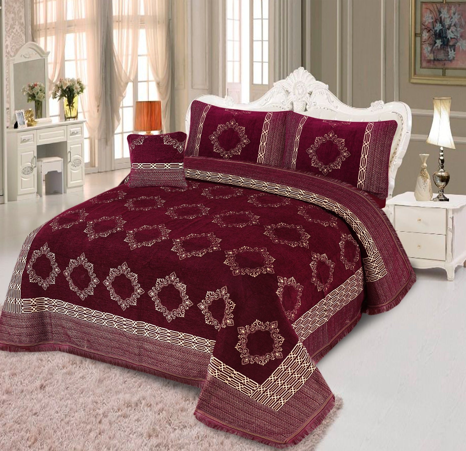 4 Pcs Velvet jecard Bedsheet Set MS-36
