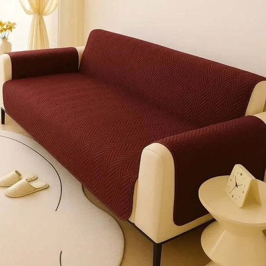 Zig Zag ultrasonic Quilted Sofa Cover ( Mehroon )