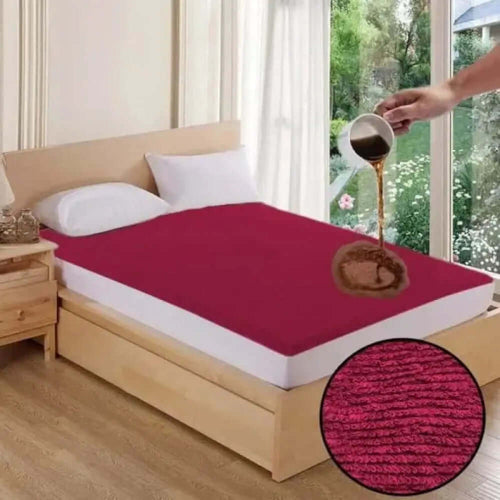 Terry Towel Plain Waterproof Mattress Protector with Elastic Fitting