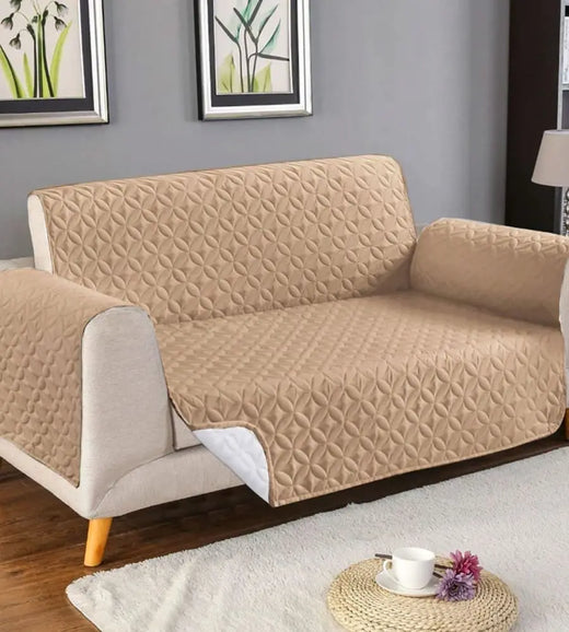 Ultrasonic Cotton Quilted Sofa Cover Peach