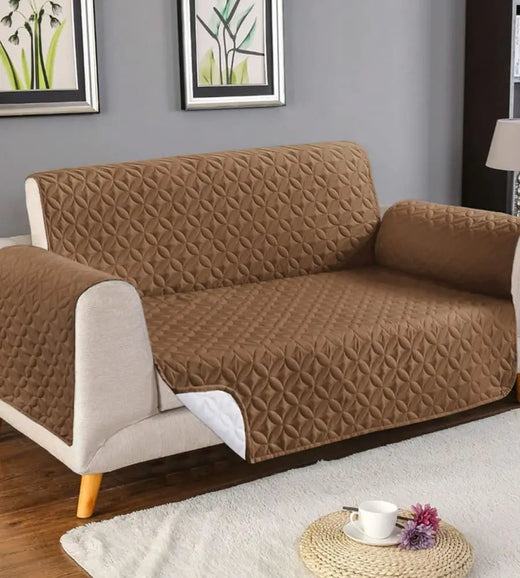 Ultrasonic Cotton Quilted Sofa Cover﹙ Light Brown ﹚