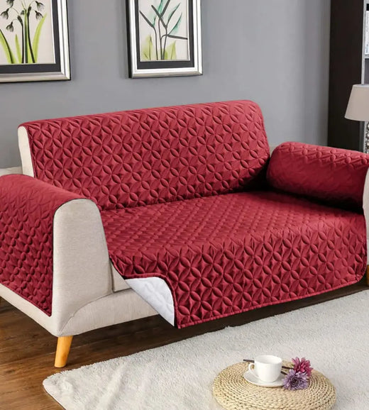 Ultrasonic Cotton Quilted Sofa Cover﹙ Maroon﹚