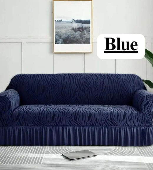 Zebra Style Velvet Sofa Cover﹙ Blue ﹚
