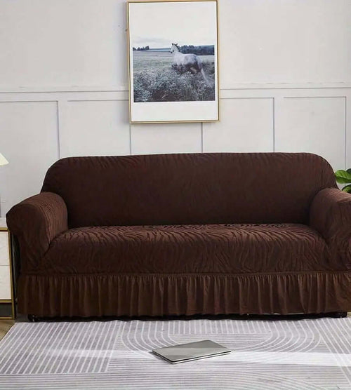 Zebra Style Velvet Sofa Cover﹙ Dark Brown ﹚