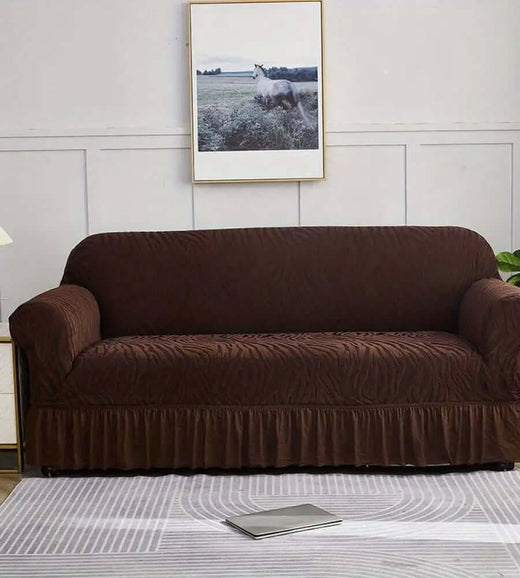 Zebra Style Velvet Sofa Cover﹙ Dark Brown ﹚