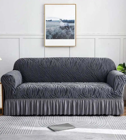 Zebra Style Velvet Sofa Cover﹙ Grey ﹚