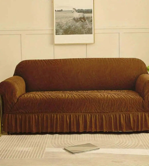 Zebra Style Velvet Sofa Cover﹙ Light Brown ﹚